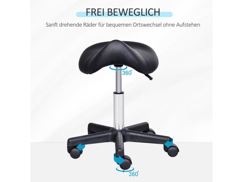  Tabouret de travail pivotant à roulettes, similicuir noir, réglable en hauteur, pour salon et bureau  - Conforama B