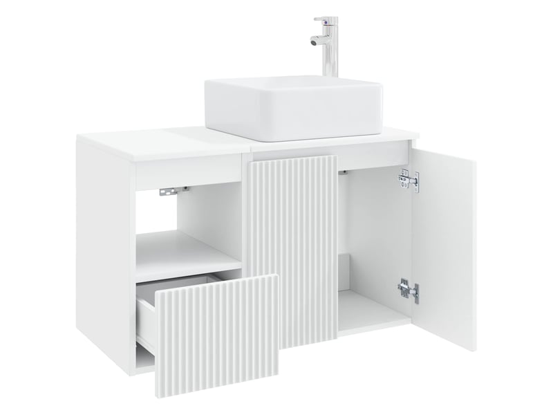  Ensemble de mobilier de salle de bain 2 pc blanc cf63989  - Conforama D