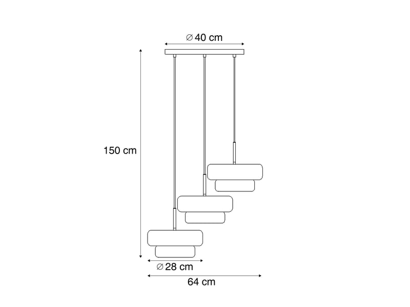  Suspension rétro prune avec abat-jour en métal 3 lumières - ophelia  - Conforama C