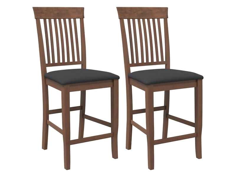  Lot de 2 tabouret de bar avec coussins en bois massif marron et caoutchouc shl54979  - Conforama A