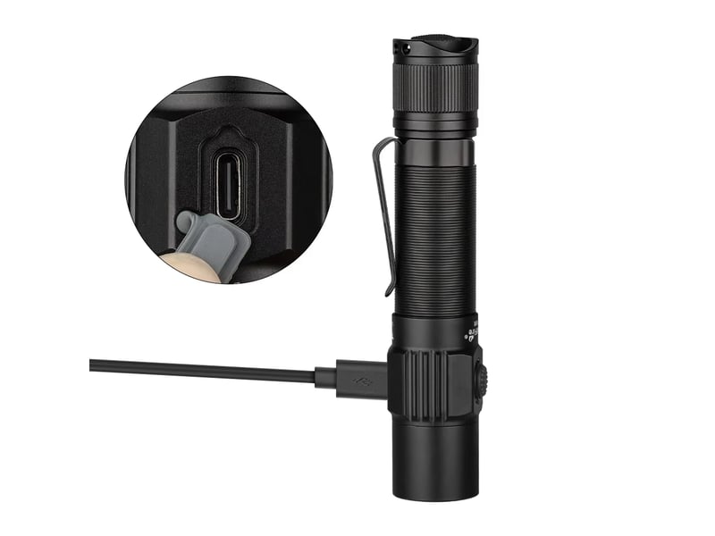  Lampe de poche tactique led 1800 lm rechargeable par usb, batterie 18650, lampe torche militaire  - Conforama D
