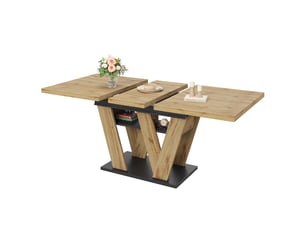 Table de salle à manger télescopique (119-158,5 cm), en bois, avec jambes en forme de w