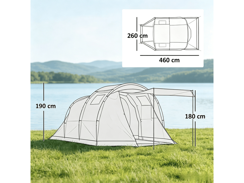  Tente tunnel 4 personnes bleue, étanche 3000 mm, double paroi, hauteur 190 cm  - Conforama C