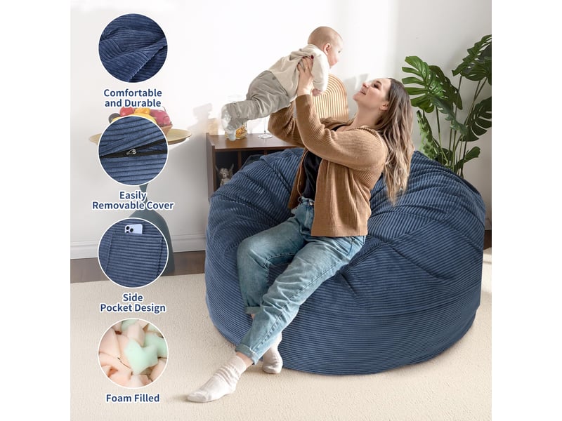  Chaise-lit 2 en 1 – canapé se transformant en matelas grande taille, remplissage haute densité – bleu 200x150x25 cm PHO_13926H0V - Conforama E