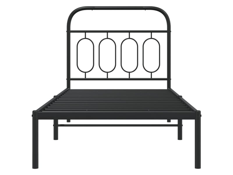  Lit simple- lit adulte -  cadre de lit métal sans matelas avec tête de lit noir 90x190 cm  - Conforama C