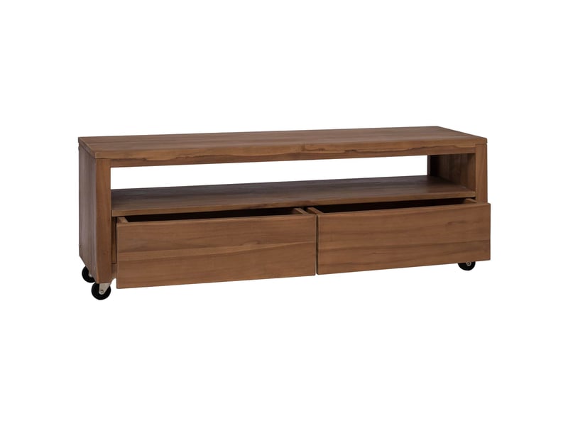  Meuble tv - banc tv - meuble de rangement 110 x 30 x 40 cm naturel bois de teck massif  - Conforama A