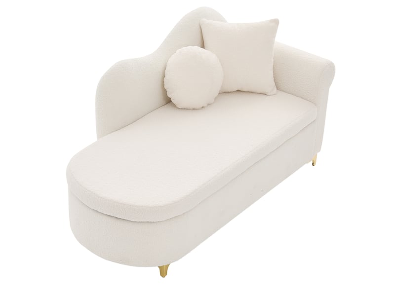  Méridienne avec rangement chaise longue d'intérieur tissu bouclette fauteuil relax moderne  - Conforama A