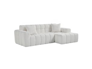 Canapé d'angle compressé droit fixe <strong>TCQPZ</strong> <strong></strong> 3 places Velours blanc