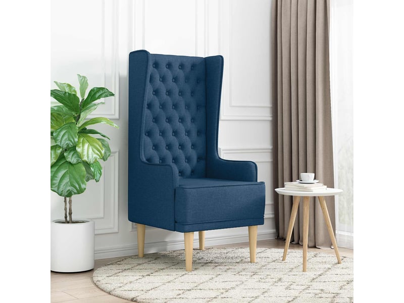  Vidaxl chaise à dossier haut avec boutons capitonnés bleu tissu  - Conforama B