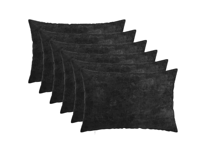 Lot de 6 housses de coussin heerlen anthracite 30 x 50 cm cf49574 - Conforama A