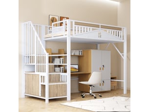 Lit mezzanine 90x200 cm <strong>MERAX</strong>  <strong>lit enfant blanc</strong> coloris blanc
