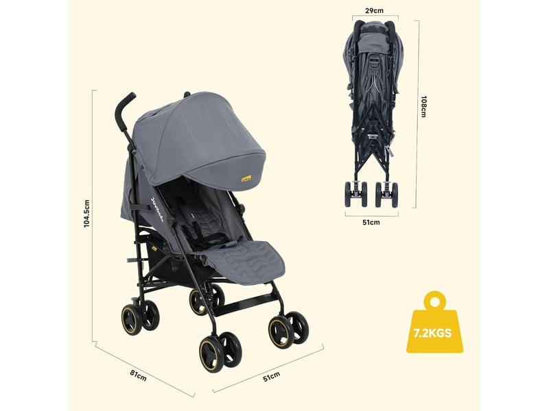 Jovikids poussette pliable 51x81x104,5 cm inclinable grise - Conforama D