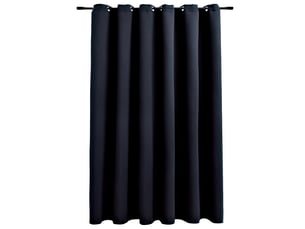 Rideau occultant, rideau black-out avec anneaux en métal noir 290x245 cm cf43949
