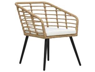 Lot de 2 chaise de jardin | chaise d'extérieur avec coussins résine tressée chêne