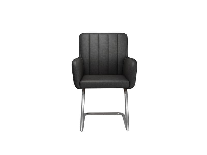  Lot de 6 chaises à rayures verticales – fauteuils rembourrés, piètement zigzag en métal noir, lounge cuir synthétique  - Conforama A