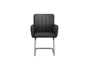Lot de 6 chaises à rayures verticales – fauteuils rembourrés, piètement zigzag en métal noir, lounge cuir synthétique