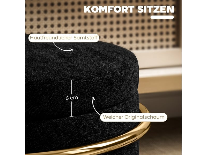  Pouf de rangement 42x42x39 cm cadre en métal noir  - Conforama D