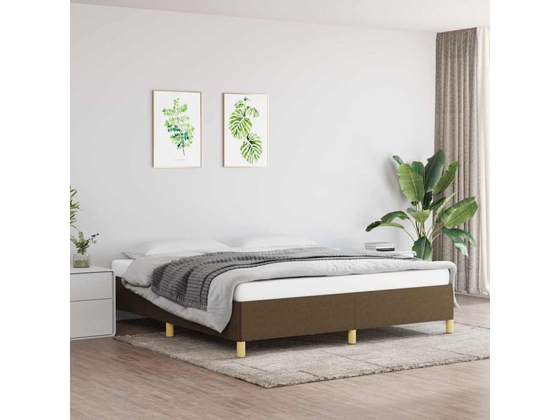  Lit double - lit adulte - cadre de lit à lattes marron foncé 180x200 cm tissu  - Conforama B