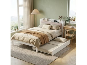 Lit gigogne 120x200 cm <strong>HAVRYA</strong> <strong></strong> coloris blanc