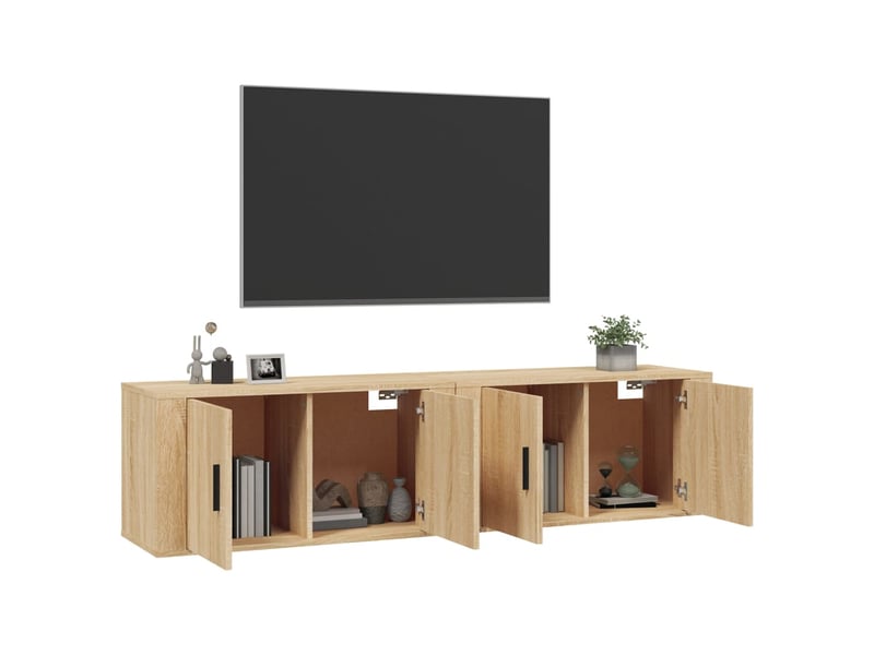  Meubles tv - banc tv - meuble de rangement muraux 2 pcs chêne sonoma 80x34,5x40 cm  - Conforama C