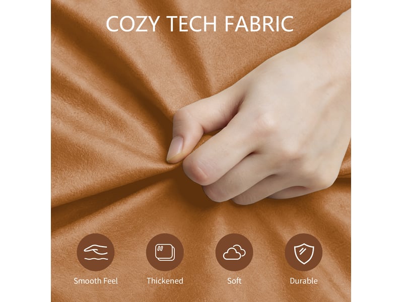  Fauteuil lounge ergonomique une place avec ottoman assorti, 93x80x75 cm marron, tissu flannelette  - Conforama E