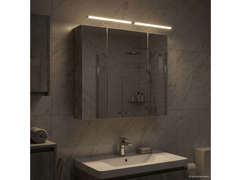 Armoire miroir de salle de bain, cabinet de salle de bain gris béton 80 x 14.5 x 70 cm cf65165 - Conforama B