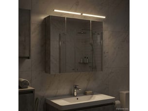 Armoire miroir de salle de bain, cabinet de salle de bain gris béton 80 x 14.5 x 70 cm cf65165