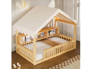 Lit cabane 90x200 cm BEAUNIV   coloris naturel