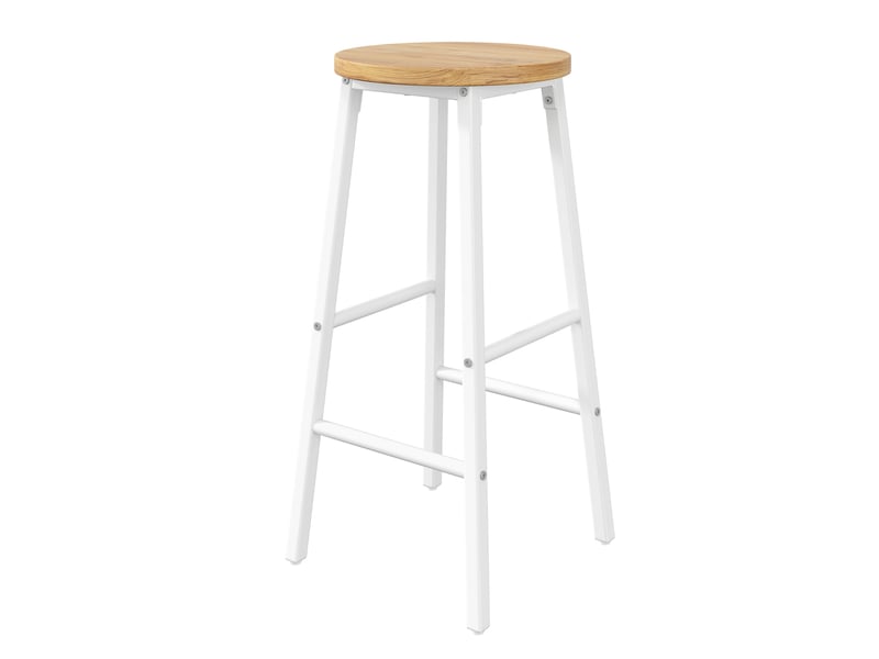  Lot de 2 tabourets de bar 30x30x63 cm avec double repose-pieds, tabouret de cuisine design moderne, mdf et métal, blanc  - Conforama A