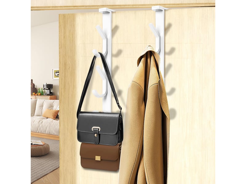 Crochets de porte 2 pièces x3 manteau sans percage, réglable 1.2-6.2 cm patère pour portes et armoire pour suspendre, blanc - Conforama D