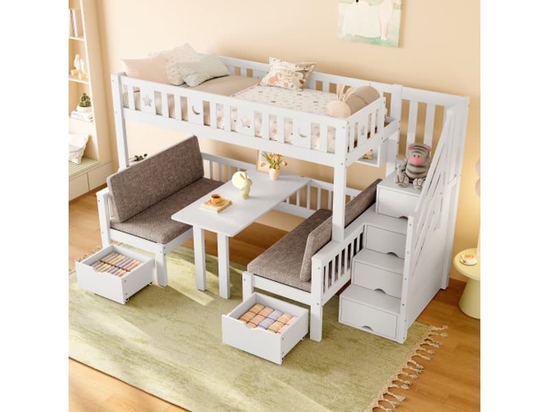  Lit mezzanine 90x200cm coloris blanc pin lit enfant blanc - Conforama E
