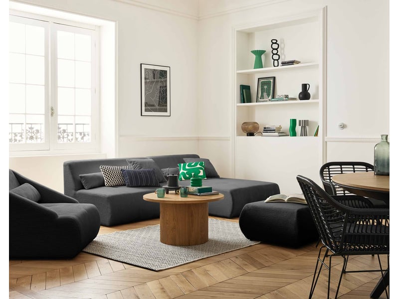  Onyx - canapé modulable d'angle réversible 4 places - en velours côtelé - lisa design - gris foncé ONYX - Conforama D