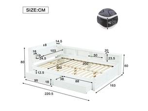 Lit simple 140x200 cm    coloris blanc