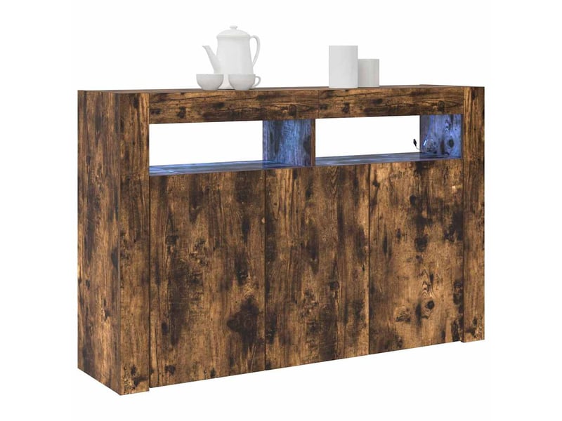  Buffet - bahut - meuble de rangement chêne fumé 116 x 30 x 75 cm bois d'ingénierie  - Conforama C