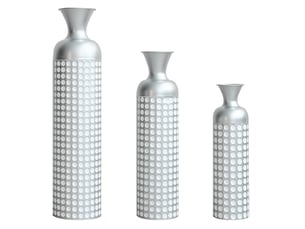 Lot de 3 vases de sol modernes en métal argenté