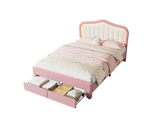 Lit avec rangement 140x200 cm <strong>REDOM</strong>  <strong></strong> coloris rose