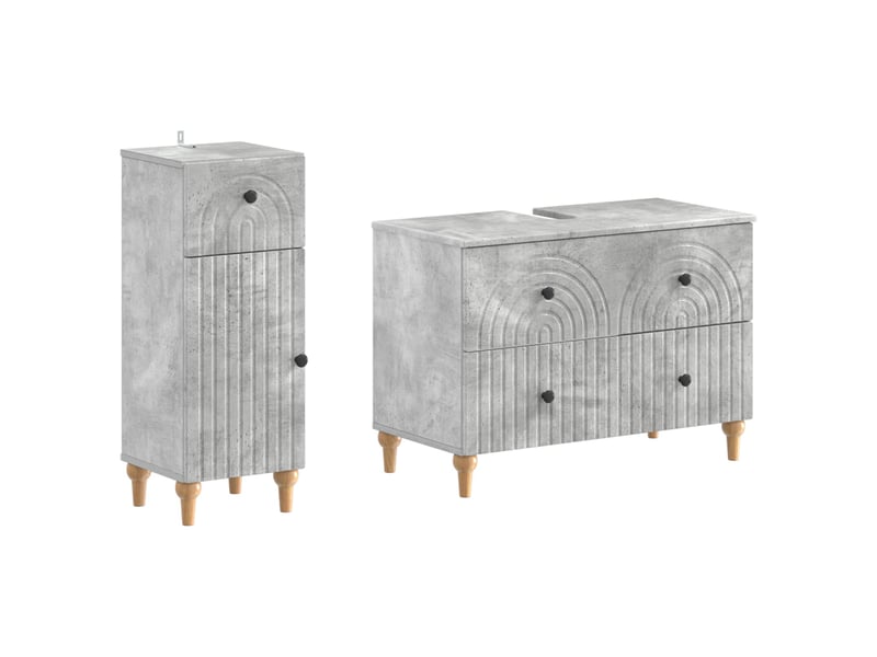 Ensemble de 2 meubles de salle de bain alkmaar gris béton cf63054 - Conforama A