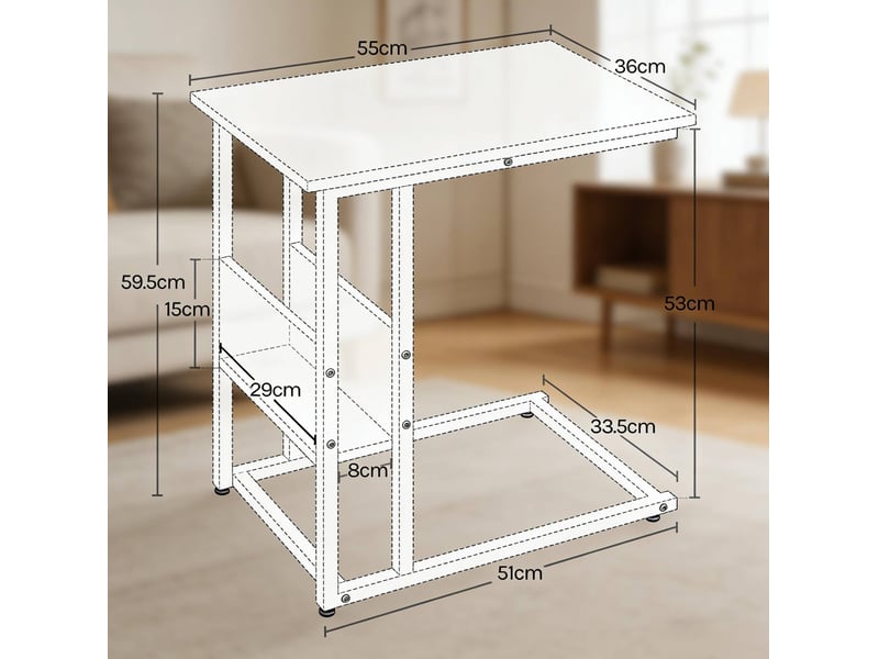  Table d'appoint en c 55x36x59,5 cm avec rangement métal et panneau stratifié marron rustique  - Conforama C