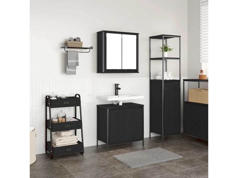 Ensemble de meubles de salle de bain 2 pcs en chêne noir et bois d'ingénierie - Conforama B