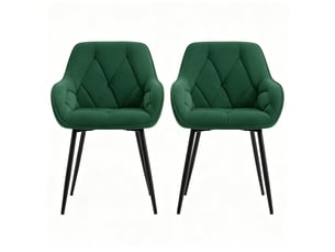 Lot de 2 chaises de salle à manger 45,5x45x83,5 cm vert foncé en velours, pieds métalliques réglables