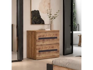 Chiffonnier 2 tiroir(s)    <strong>ALTOBUY</strong> <strong>ANDES</strong> coloris marron largeur 110 cm hauteur 77 cm