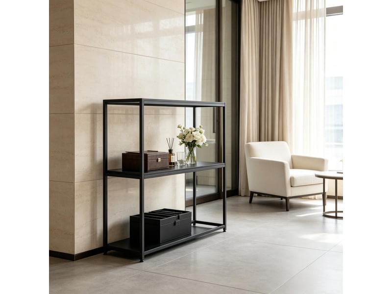  Console moderne en acier à 2 niveaux, table d’entrée pour couloir et salon  - Conforama E