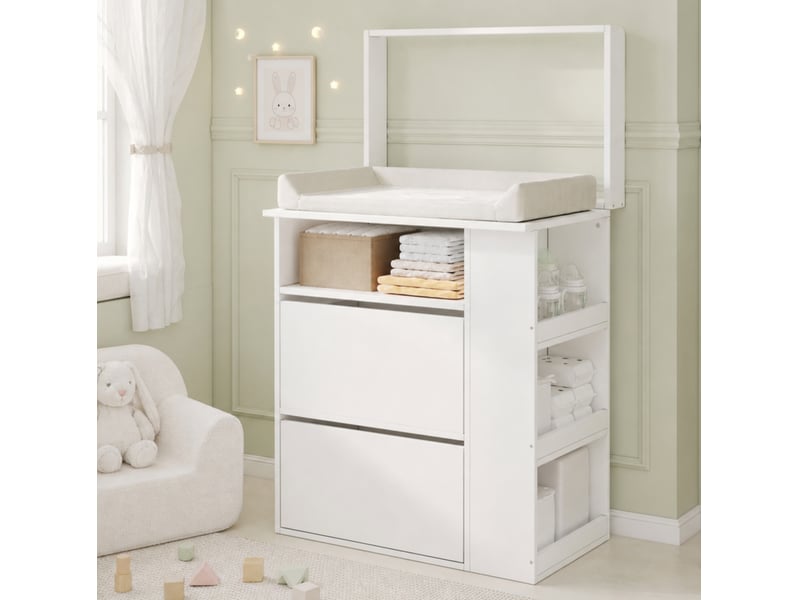  Commode à langer 2-en-1 avec 2 tiroirs 82x50x100 cm mdf blanc  - Conforama W