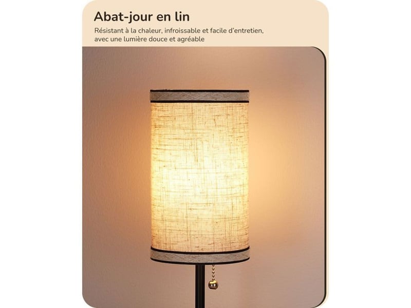  Lampe chevet moderne lot de 2 noir avec abat-jour lin beige usb a usb c 370618_AACKK36331_6_DROPFR - Conforama C