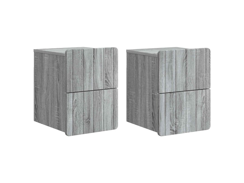  Table de chevet - cabinet de chevet - table de nuit mural 2 pièces sonoma gris 33 x 34,5 x 43 cm  - Conforama A