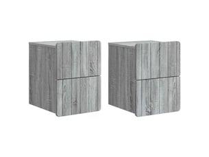 Table de chevet - cabinet de chevet - table de nuit mural 2 pièces sonoma gris 33 x 34,5 x 43 cm