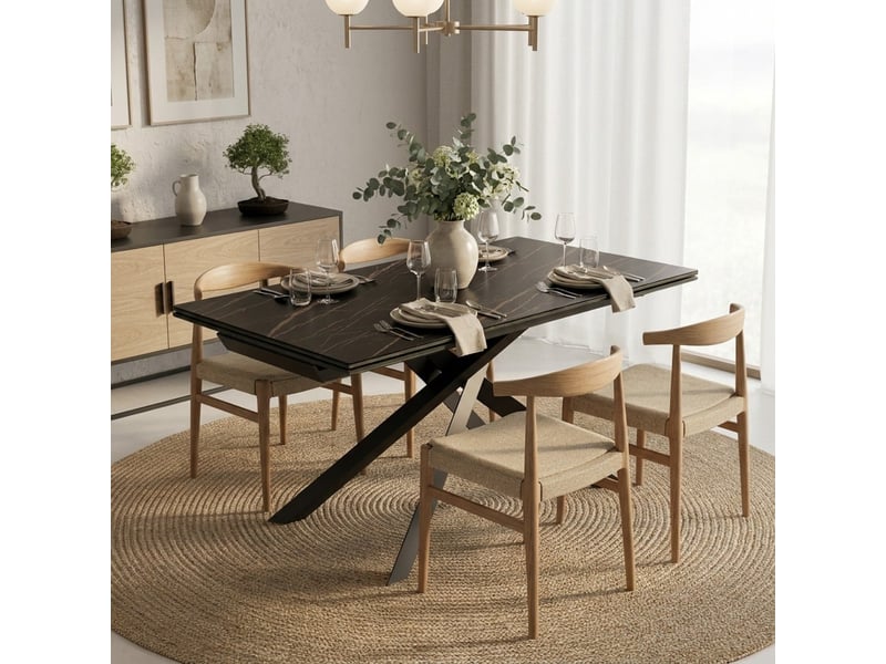 Table extensible en céramique et métal 160240x90 axis - noir - Conforama B