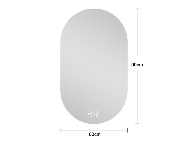  Miroir de salle de bain - 60x90 cm - miroir lumineux mural avec led antibuée, variateur d'intensité et verre de trempé - argenté  - Conforama E