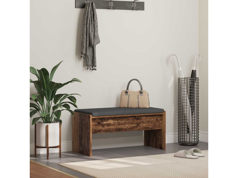  Banc d'entrée, banc interieur avec coussin bois ancien 83x38x40 cm  - Conforama B