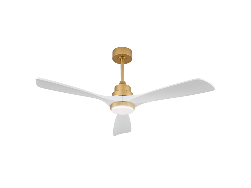  Ventilateur de plafond avec lumière et télécommande silencieux réversible - en métal et bois blanc et or  - Conforama A